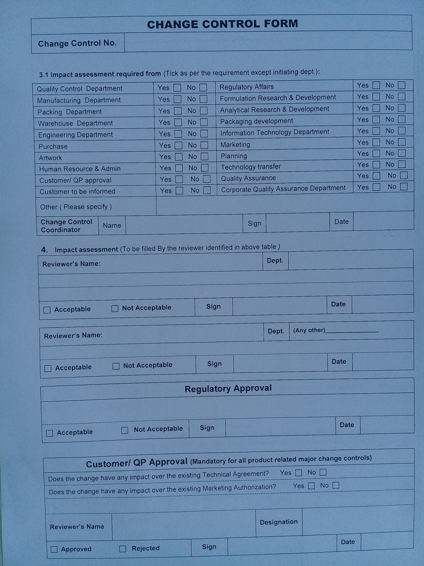 Change Control Procedure – Pharmaceutical Updates