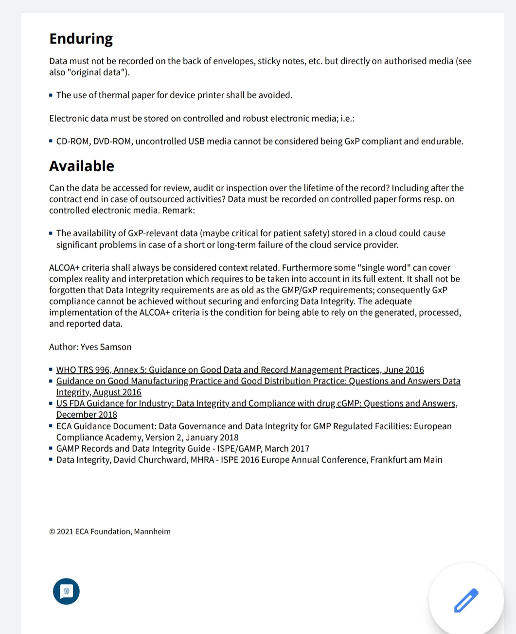 ALCOA and ALCOA Plus Data Integrity – Pharmaceutical Updates