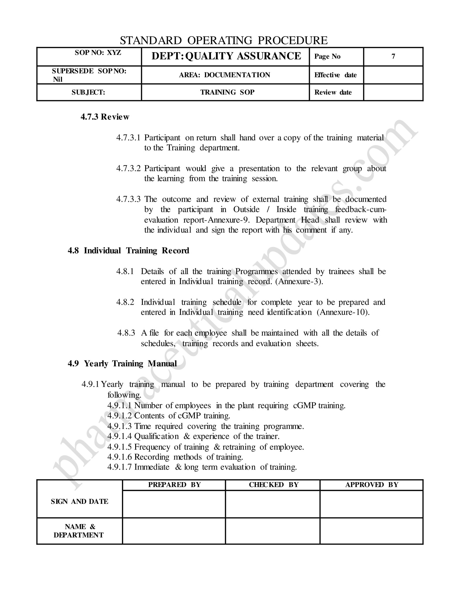 Procedure Update Training SOP on the Training of Personnel in Pharmaceutical – Pharmaceutical Updates